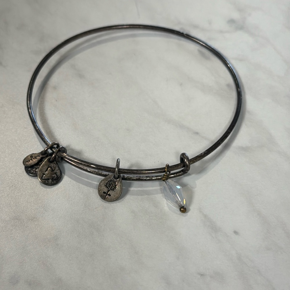 Alex and Ani white gemstone bracelet, tarnished